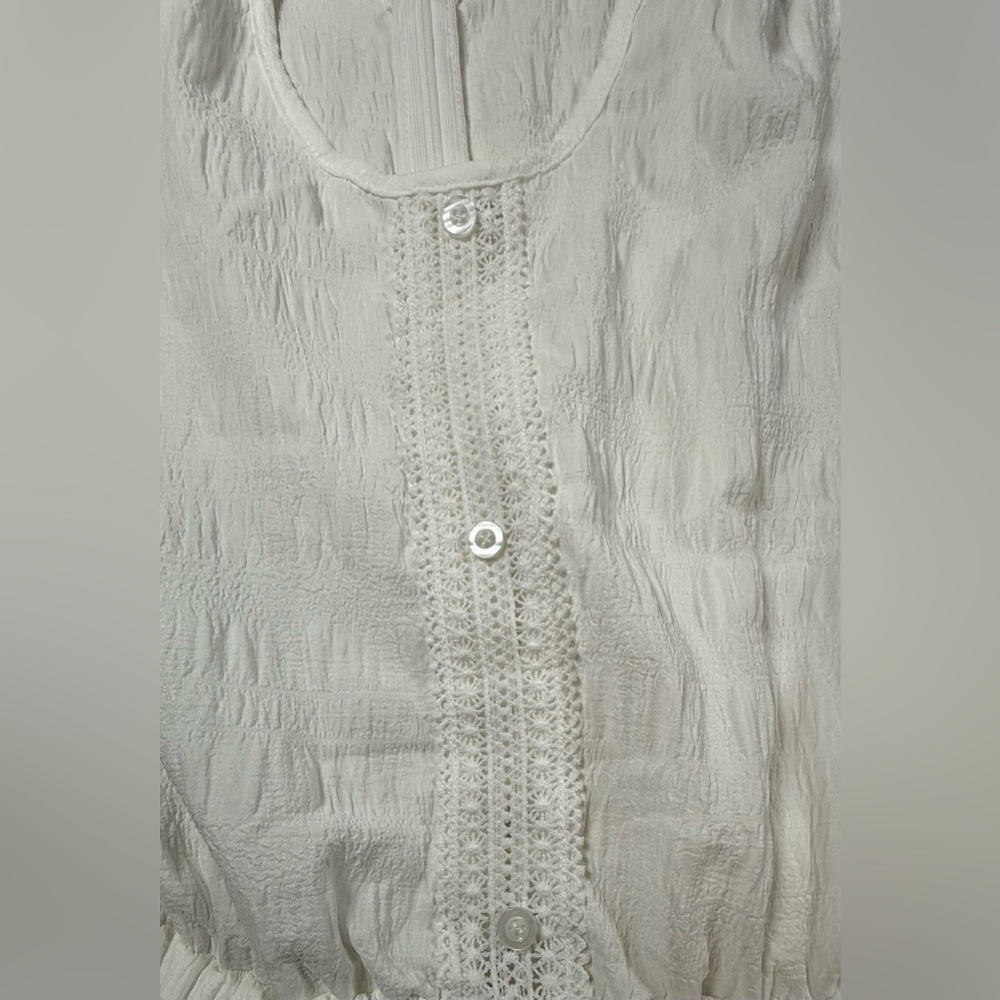 Cupshe White Lightweight Crochet-Detail Swim Coverup Romper - Picture 4 of 8
